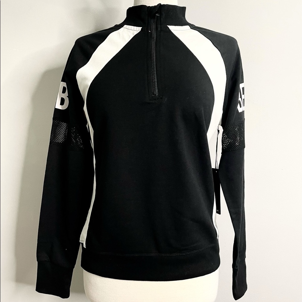 BEBE SPORT Long Sleeve 1/4 Zip Mock Neck Top